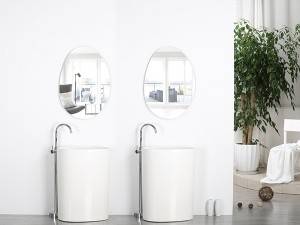 Oval white glossy Floor standing sink Polymarble Pedestal basin