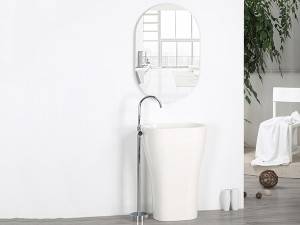 Ceramic pedestal sink Artificial marble free standing basin
