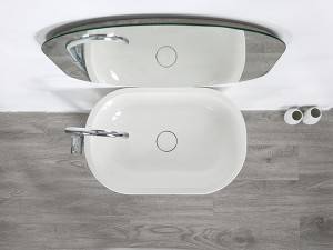 Ceramic pedestal sink Artificial marble free standing basin