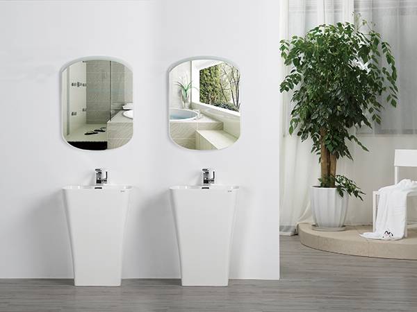 China wholesale Sink Trim Countertop Factory - Bathroom solid surface free standing basin resin Pedestal sink – Kazhongao