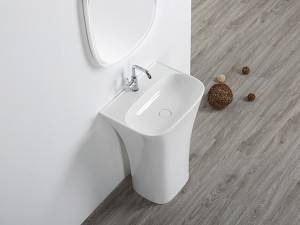 White fashion bathroom Pedestal sink Resin free standing basin