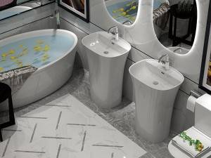 Top quality Artificial marble free standing basin Pedestal sink