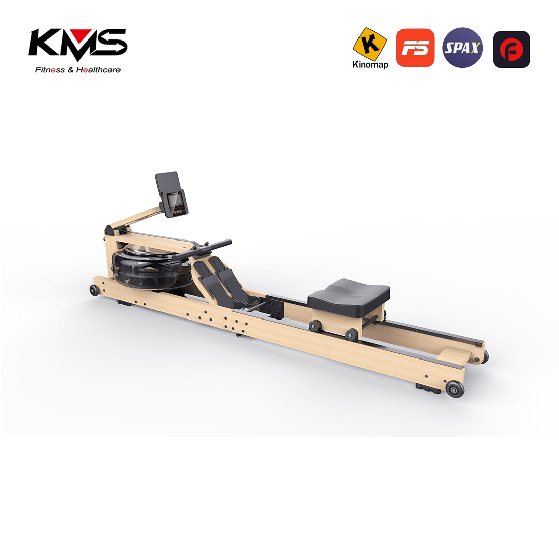 LCD Monitor Water Resistance ပါရှိသော Wood Water Rower