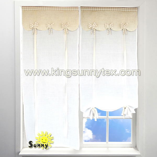 Personlized Products Window Blind Curtains - Chinese Curtains Frill With Beige Bow Design For Living Roon – Kingsun