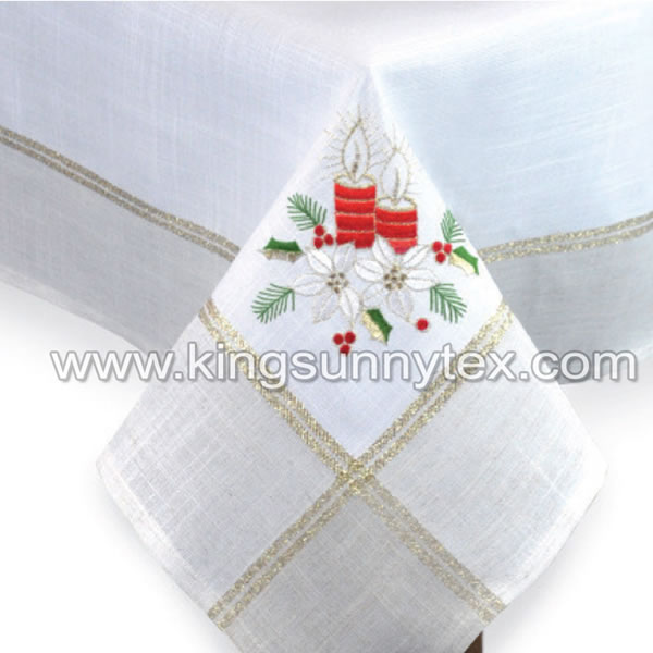 factory low price Runner - White Candle Embroidery Wide Gold Lurex Thread Fabric For Christmas – Kingsun