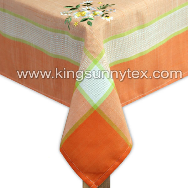 Orange Flower Embroidery Tablecloth For Home Textile