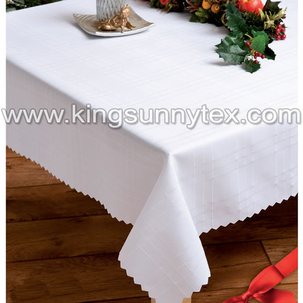 Polyester Jacquard Tablecloth In White Color Featured Image