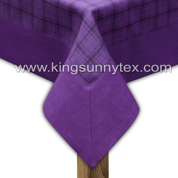 10 CM Border Violet Yarn Dyed Check Fabric For Table
