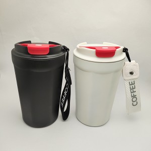 380ml 12oz White Black Color Thermos Coffee Tumbler With Leak-proof Lid