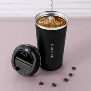 Dökülmeye Dayanıklı ve Yenilik Dijital Sıcaklık Göstergeli 12OZ Paslanmaz Çelik Vakum Yalıtımlı Kahve Kupa