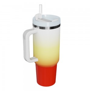 Hot Selling 40OZ Stainless Steel Vacuum 3 Gradient Color Tumbler with Handle and Straw