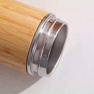 Tassa de bambú amb aïllament al buit termo d'acer inoxidable amb filtre per a fulles soltes/cafè