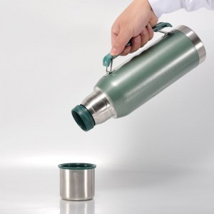 Insulated Vacuum Flask Bottle Uban sa Green Hammer tone Paint