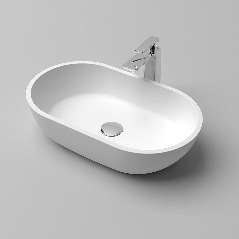 KBc-08 Integral solid surface sink Oval Design can be Colorful and customized sizes