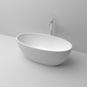 KBb-13 Corian bathtub oval shaped with center drain and overflow