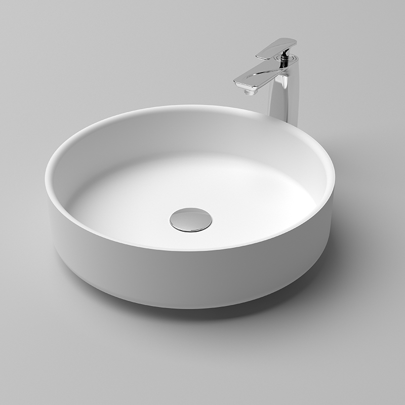 2021 wholesale price Bathroom Sink - KBc-26 Matt white round classical sinks or a special blue pure resins sink options – KITBATH