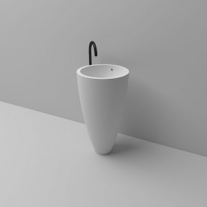 KBs-03 Pedestal Bathroom Sink with Single Drain Hole and overflow
