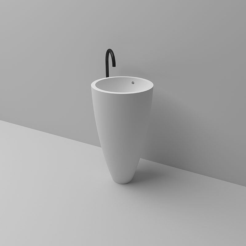KBs-03 Pedestal Bathroom Sink with Single Drain Hole and overflow