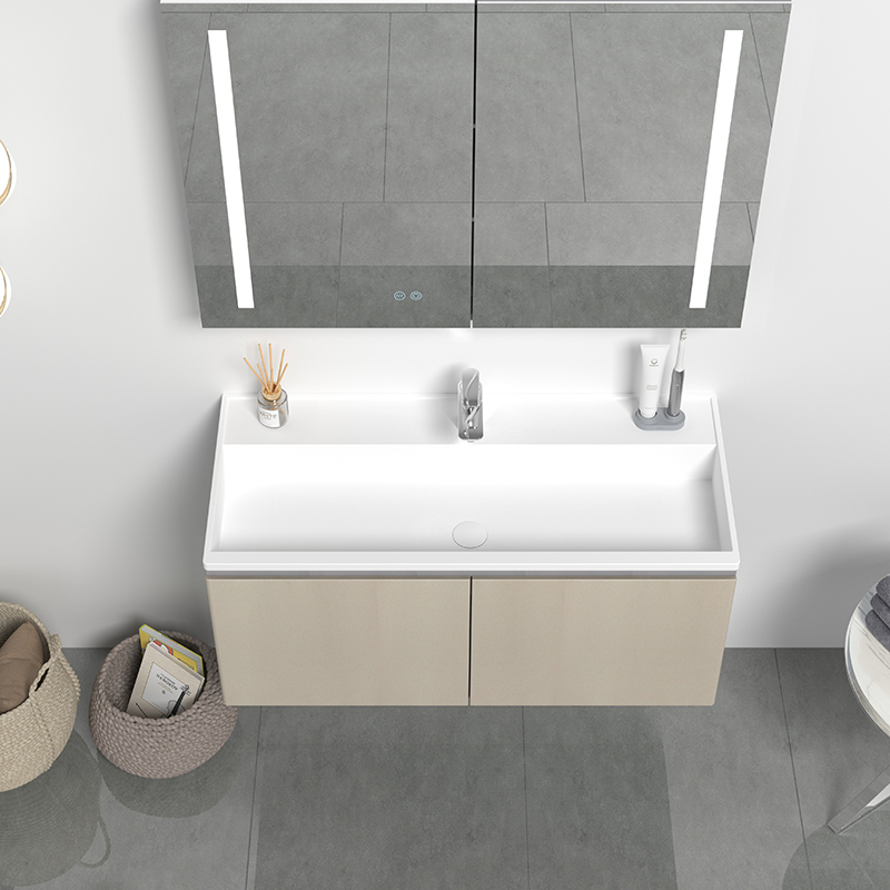 Massive Selection for Back-To-Wall Bathtub - KBv-01 Solid surface vanity with sink matt white one faucent hole and a drainer. – KITBATH