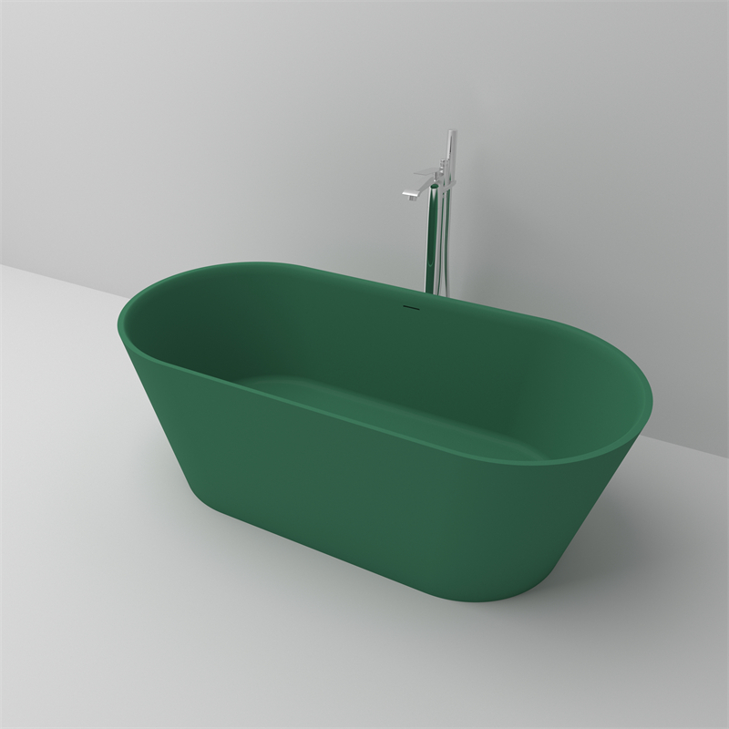 KBb-16 Free Standing Solid Surface Bathtub oval shaped with right/left side drain and overflow
