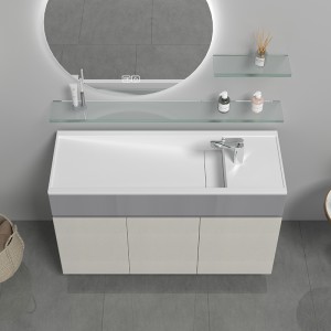 KBv-06 Special sink vanities in solid surface material, floor draining installation