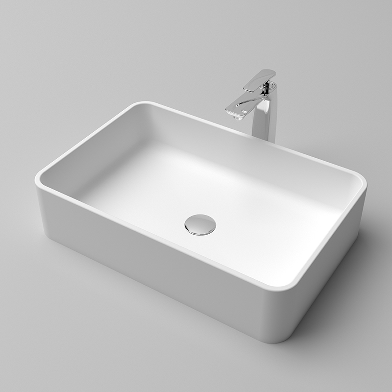 KBc-19 Acrylic Solid Surface sink with copper plated drainer and overflow types of bathroom sinks