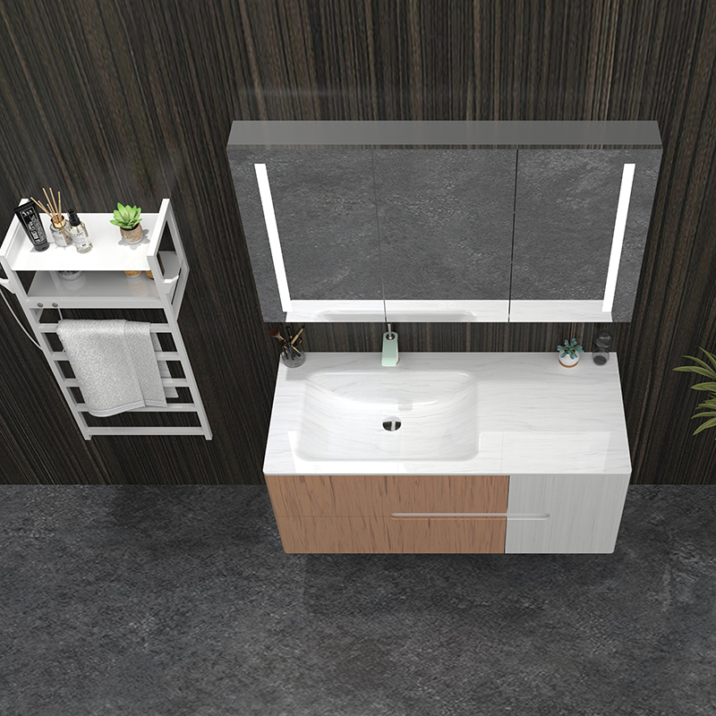 KBv-12 Squar sink Wall Hung vanity with drawers customized right side basin can or left