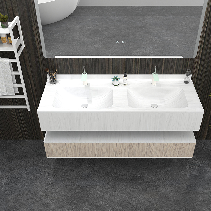 Massive Selection for Back-To-Wall Bathtub -
 KBv-09 High quality wall hang bathroom vanity with double sinks counter top – KITBATH