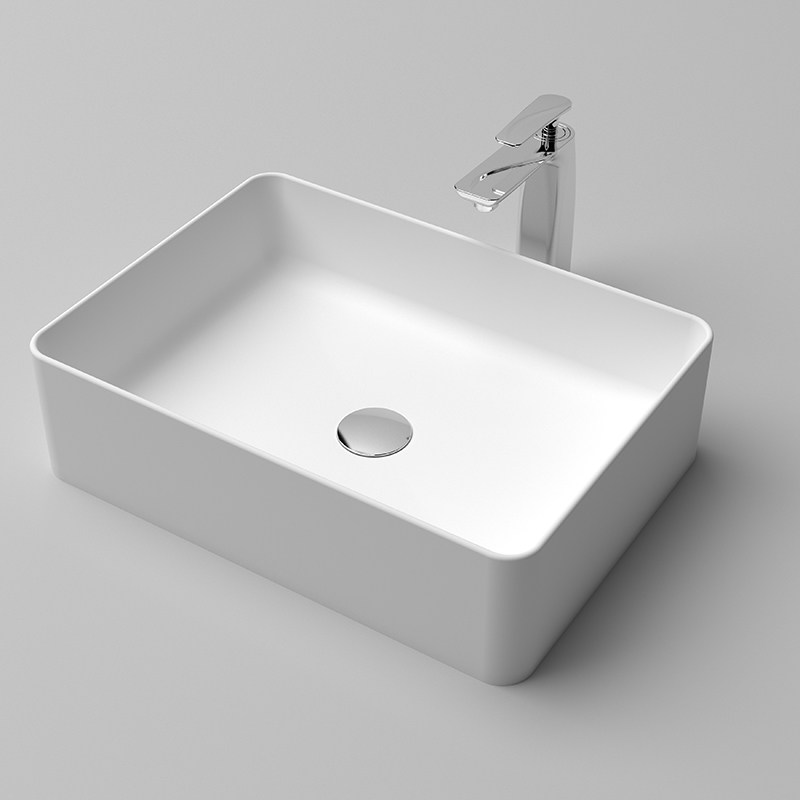 KBc-11 Solid Surface Sinks rectangle shape and single deep bowl with overflow Quartz sinks