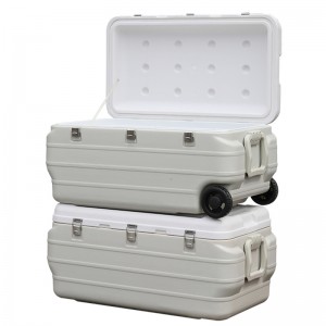 KY507B 170L didelė ledo dėžė šalto dėžė plastikinė vežimėlio aušintuvo dėžė su ratukais, skirta žvejybai stovyklaujant