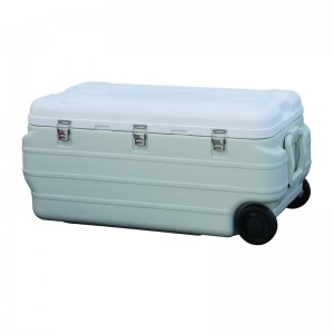 KY507B 170L ຕູ້ເຢັນນ້ໍາກ້ອນຂະຫນາດໃຫຍ່ Chilly Bin Plastic Trolley Cooler Box With Wheels for Fishing Camping