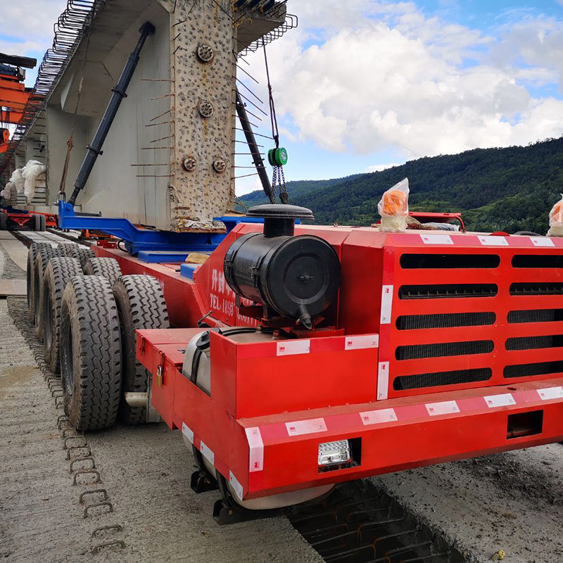 Camión de transporte de vigas de cemento con eixe de dirección con bloqueo de cilindro Transportador de vigas de cemento semirremolque plano baixo