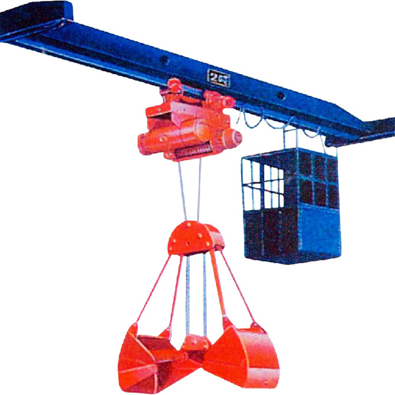 Top quality High 10ton remote control LZ model steel box type single beam grab bucket overhead crane
