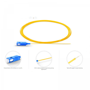 SC UPC Simplex OS2 Single Mode PVC (OFNR) 0.9mm Fiber Optic Pigtail