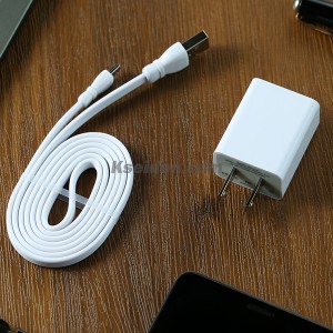 Single USB2.4A Travel charger with 1M Lightning cable RP-U14(US/CN/EU) White