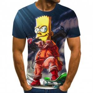Cartoon 3D Printing Graphic T-shirt Funny Street Simpson Clothing 3D Tee Shirts Men’s Harajuku Hip Hop Digital Print T Shirt
