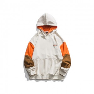 Men’s Patchwork Hooded Sweatshirt Hoodies Clothing Casual Loose Warm Streetwear Male Fashion Outwear Fleece Hoodie