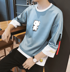 custom sweatshirt mens fashion printing round neck type pullover sweater