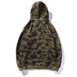 Long Sleeve Zipper Up Men’s Hoodie With Allover Camo Printing