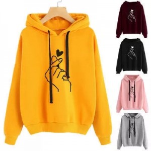 China Discount Anime Hoodie Products - Women Sweatshirts Hoodies Wholesale Ladies Hooded Love Printed Casual Pullovers Girls Long Sleeve Plus Size Hoodie – Kaishun