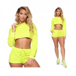 Women Tracksuit Pullover Hoodie Crop Top And Shorts Clothing Set Two Piece Set Female Summer Outfits Short Tracksuits