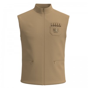 Men Stand Collar Full Zip Golf Vest With Pockets