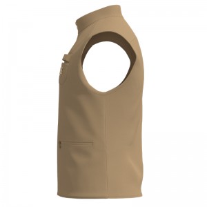Men Stand Collar Full Zip Golf Vest With Pockets