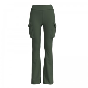 Women Athletic Gym Yoga Pants High-Stretch Slightly Bootcut Pants