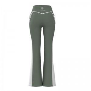 Women Athletic Gym Yoga Pants Logo Printed High-Stretch Slightly Bootcut Pants