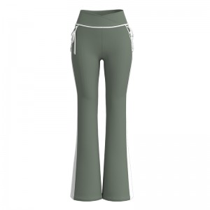 Women Athletic Gym Yoga Pants Logo Printed High-Stretch Slightly Bootcut Pants