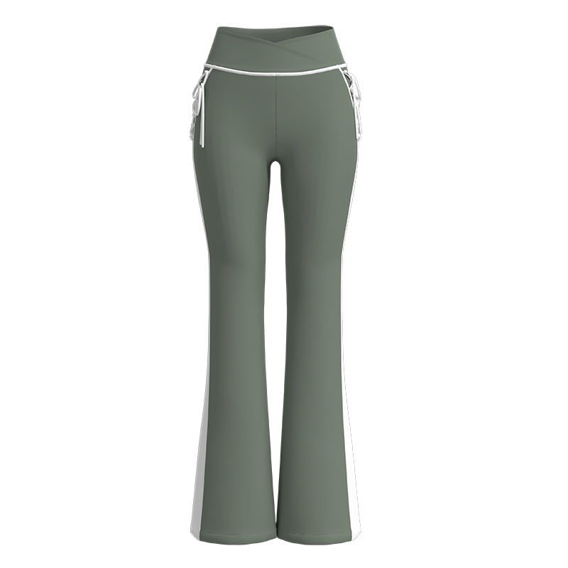 Women Athletic Gym Yoga Pants Logo Printed High-Stretch Slightly Bootcut Pants