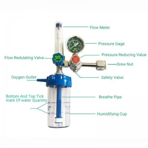 Oxygen Flowmeter Ndi Humidifier Yokhala Ndi Ohmeda Adapter