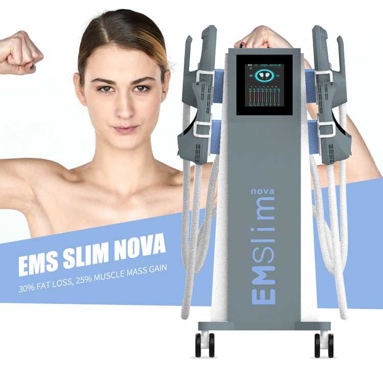 Estimulador de construcción muscular de 7 Tesla EMS aprobado por CE 4 mangos ems Máquina de escultura de forma corporal/ Máquina de beleza para esculpir adelgazamento EMS