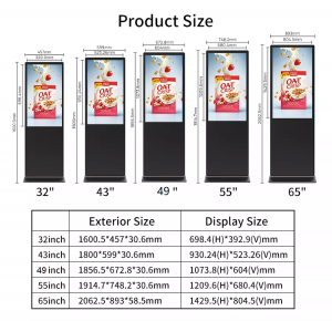 43,49,50,55,65,75,85,98 inch Floor standing digital signage and displays touch screen toem advertising kiosk